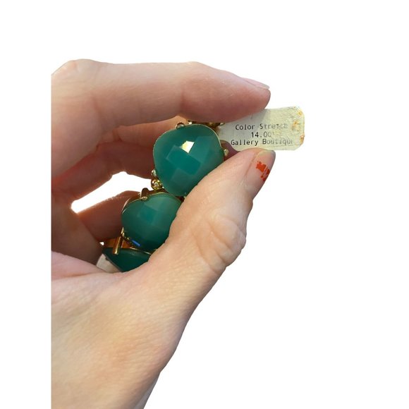 Jewelry Blue seafoam Green Oval stone Stretch Link Bracelet - Picture 3 of 8